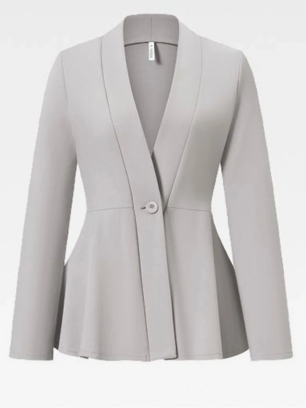 New Halara V Neck Single Button Peplum Jacket Earthy Grey - Picture 2 of 8